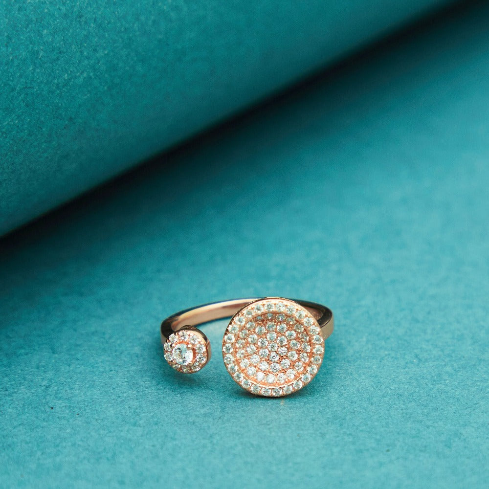 Rose Gold Pave Circle Adjustable Ring