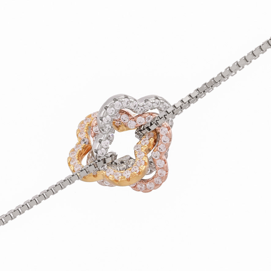 Dual Chain Flower Intermingled Bracelet