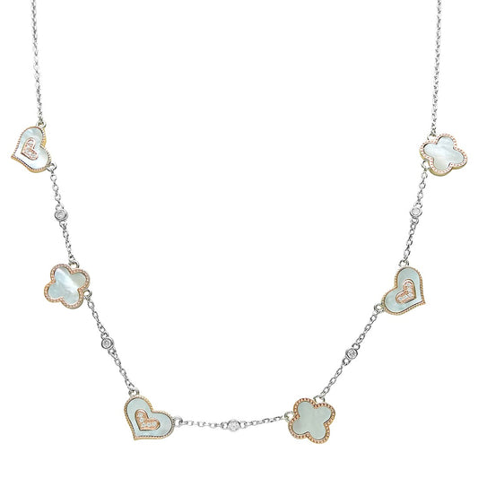 Dual Tone Heartfelt Clover Charm Necklace