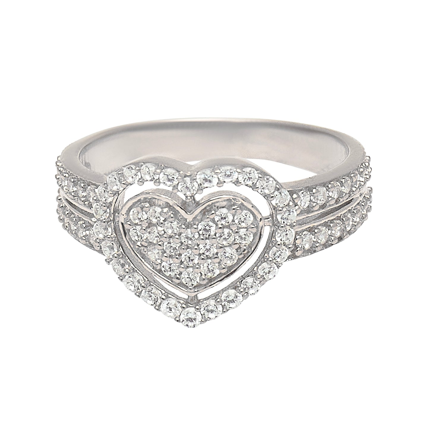 Silver Love Zircon Ring