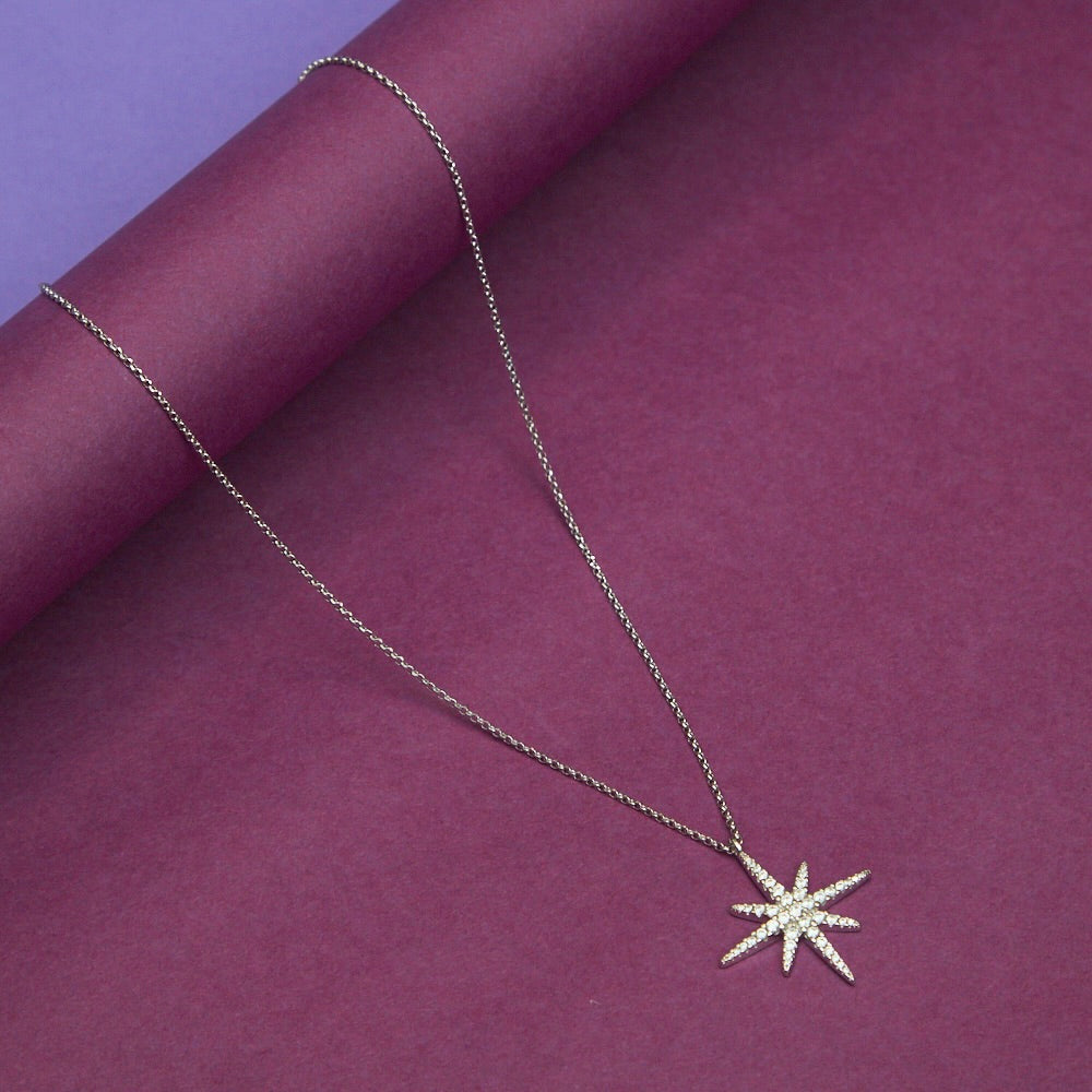 Silver Zircon North Star Necklace