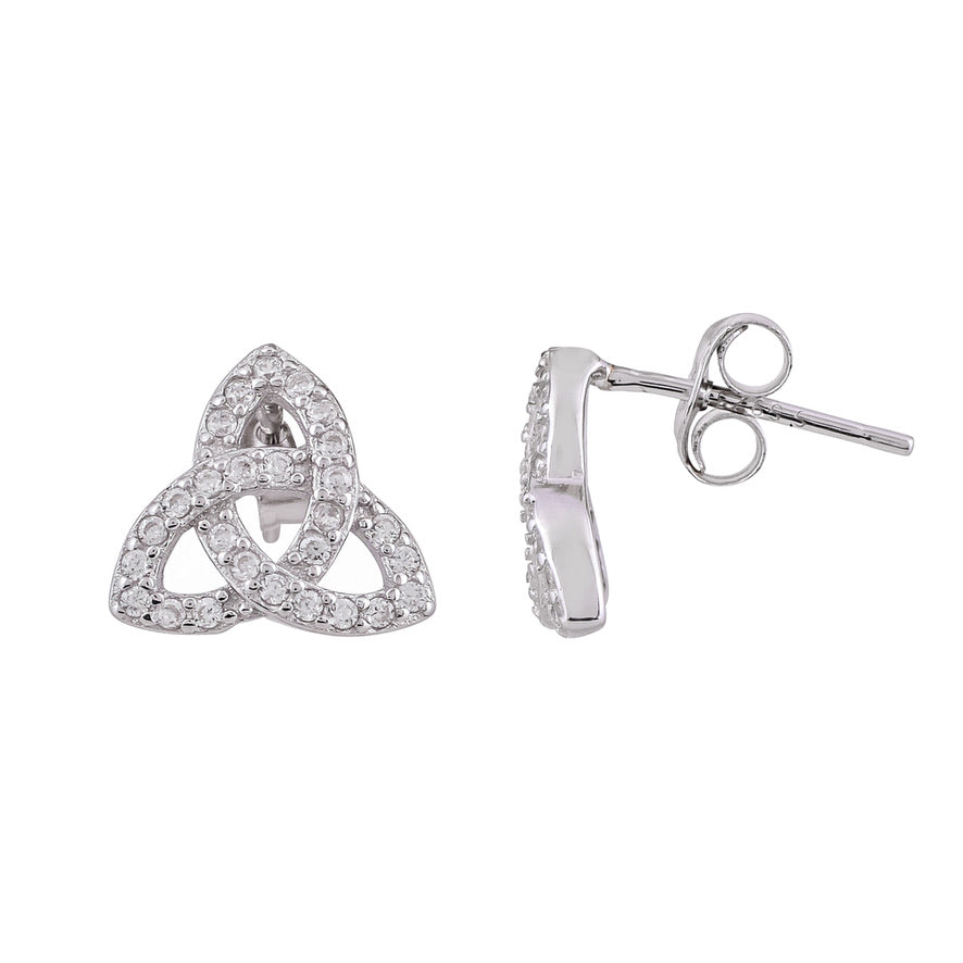 Silver Trinity Knot Stud Earrings