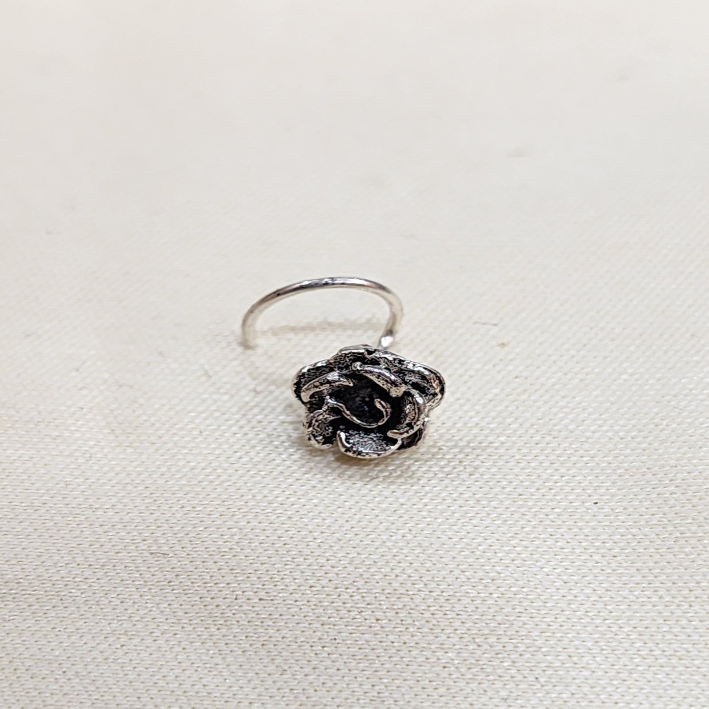 Sterling Silver Rose Pattern Nose Pin