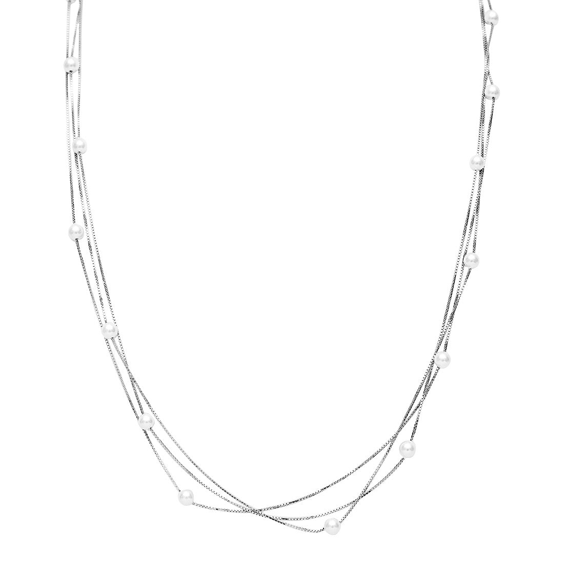 Dainty Triple Layered Pearl Chain Necklace