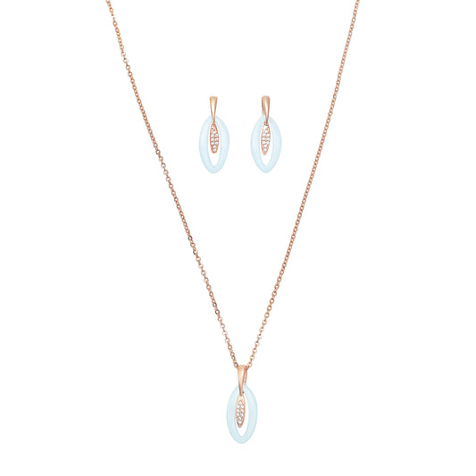 Rose Gold Ceramic Shell shaped Necklace and Earrings