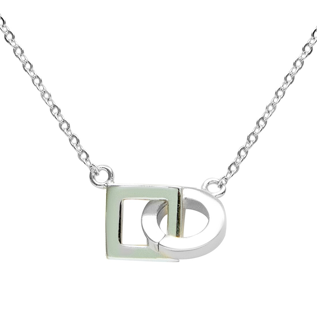 Silver Round Square Necklace
