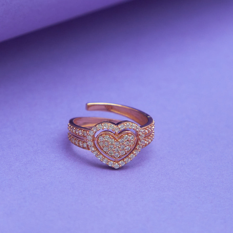 Rose Gold Love Zircon Ring