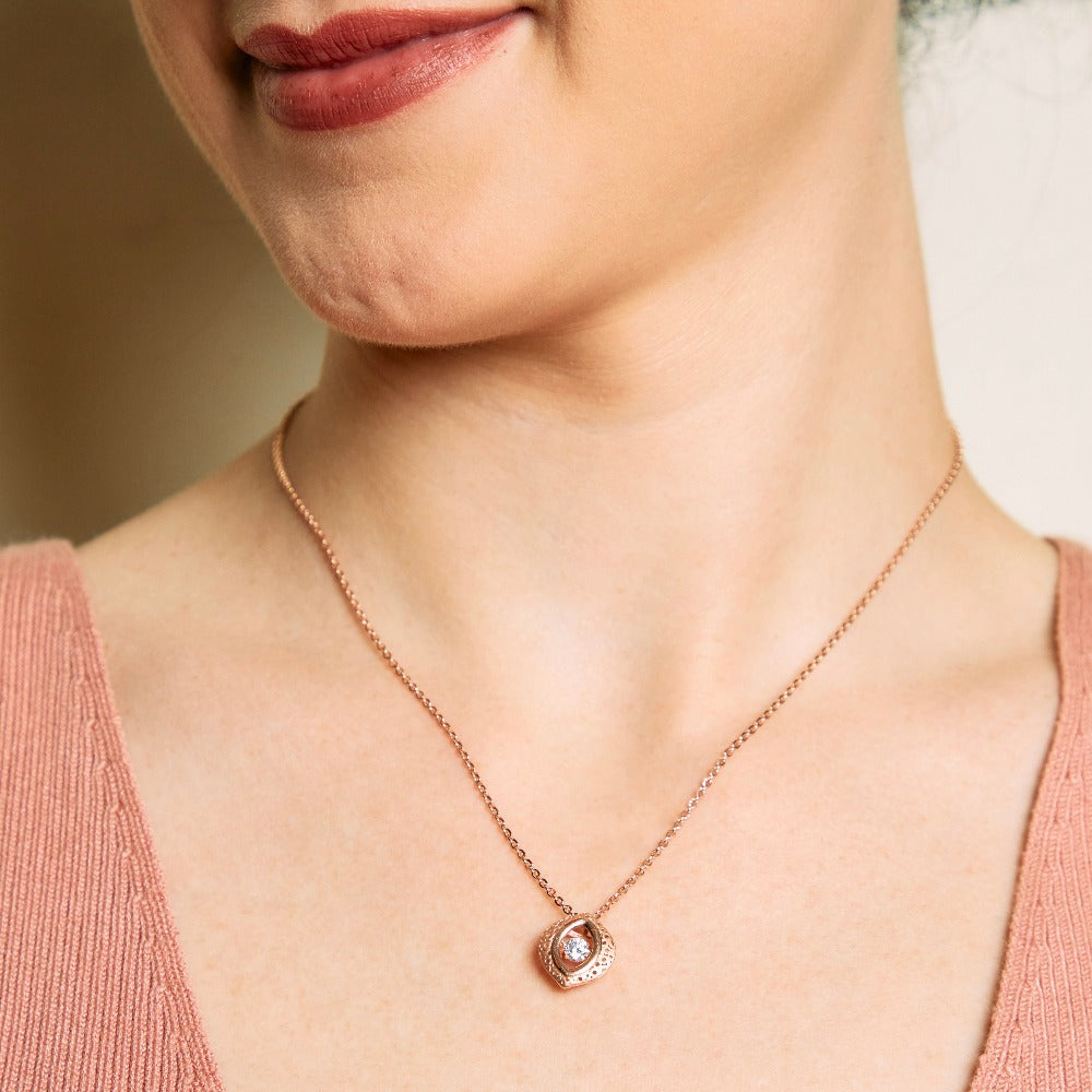 Rose Gold Dancing Diamond shell Necklace