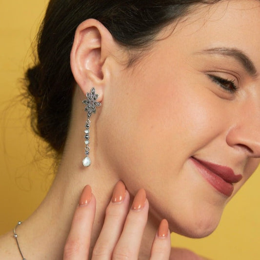 Silver Dangle Marcasite Earrings