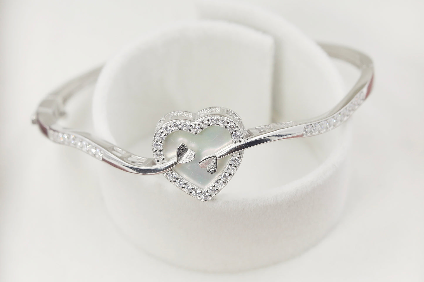 Silver Love Heart Zircon Bracelet