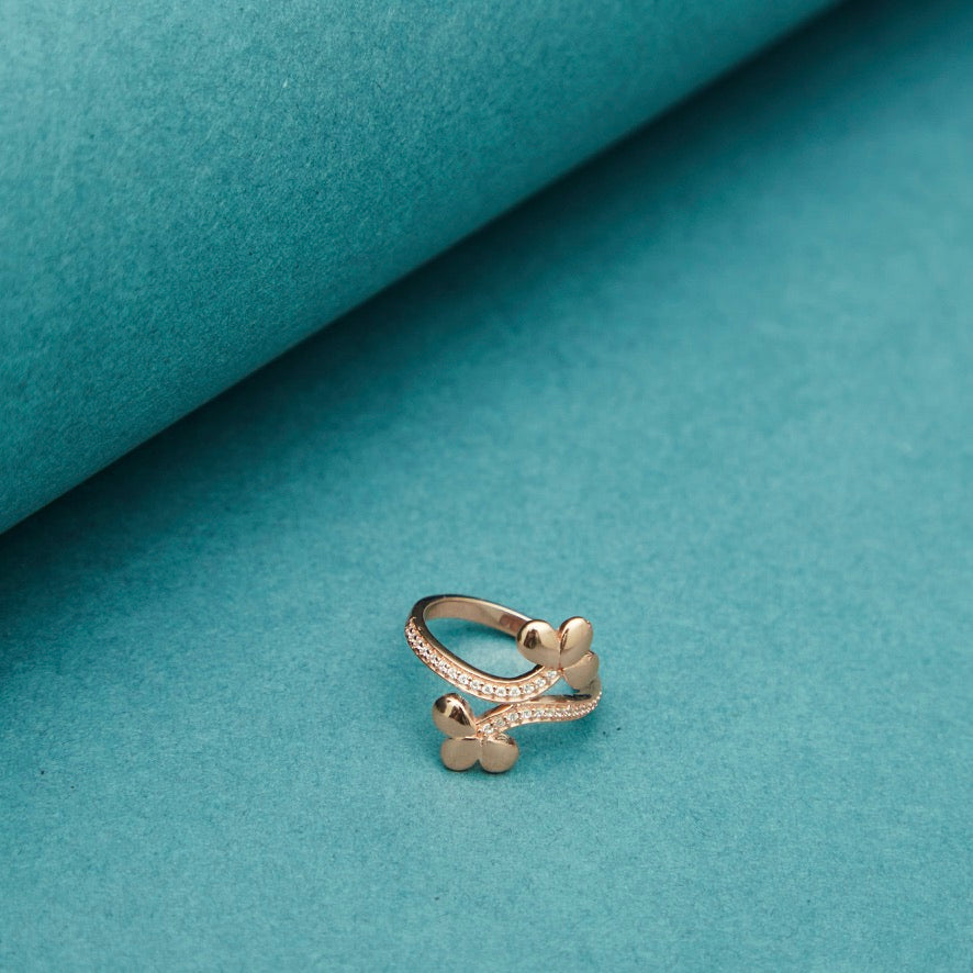 Rose Gold Clover Swirl Adjustable Ring