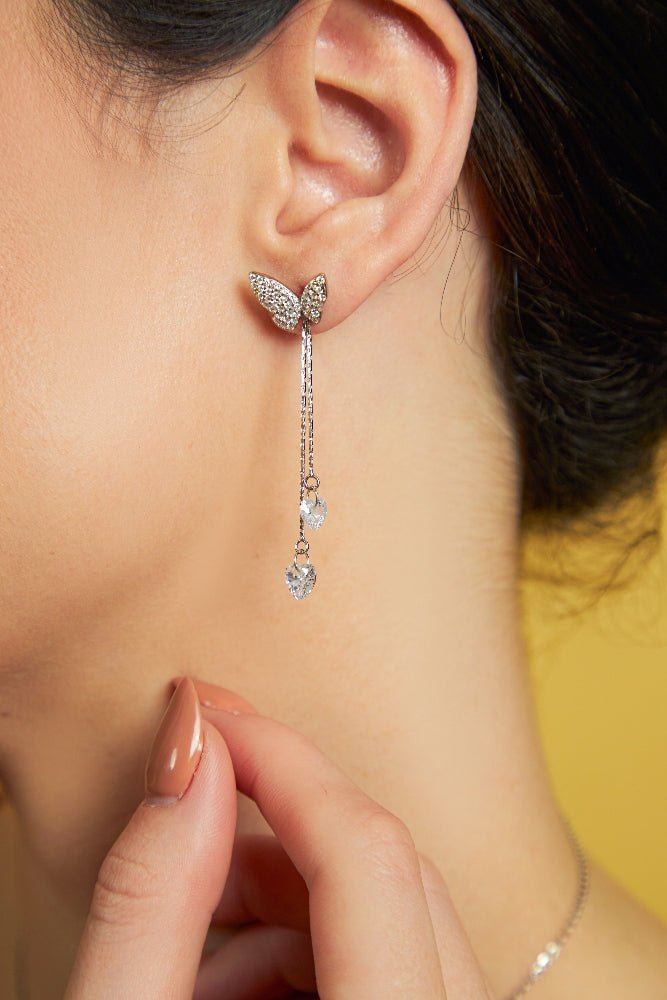 Silver Butterfly Detachable Earrings