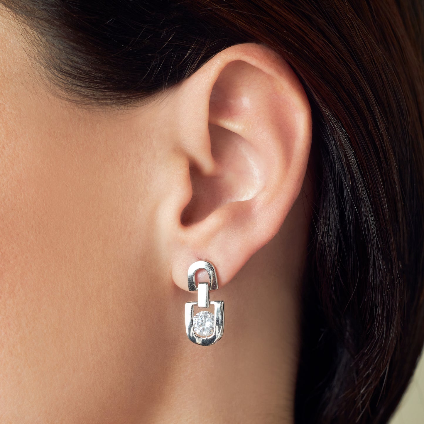 Silver Link Stud Earrings