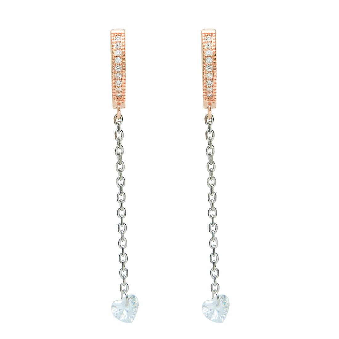 Rose Gold Hoop Dangle Chain Earrings