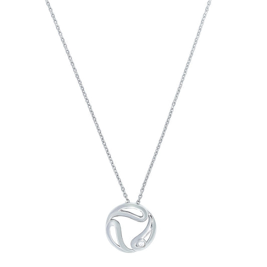 Silver Dancing Diamond Triple Yin-Yang Necklace
