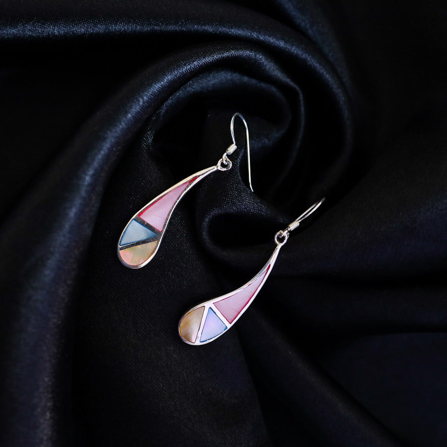 Silver MOP Rainbow Drop Earrings