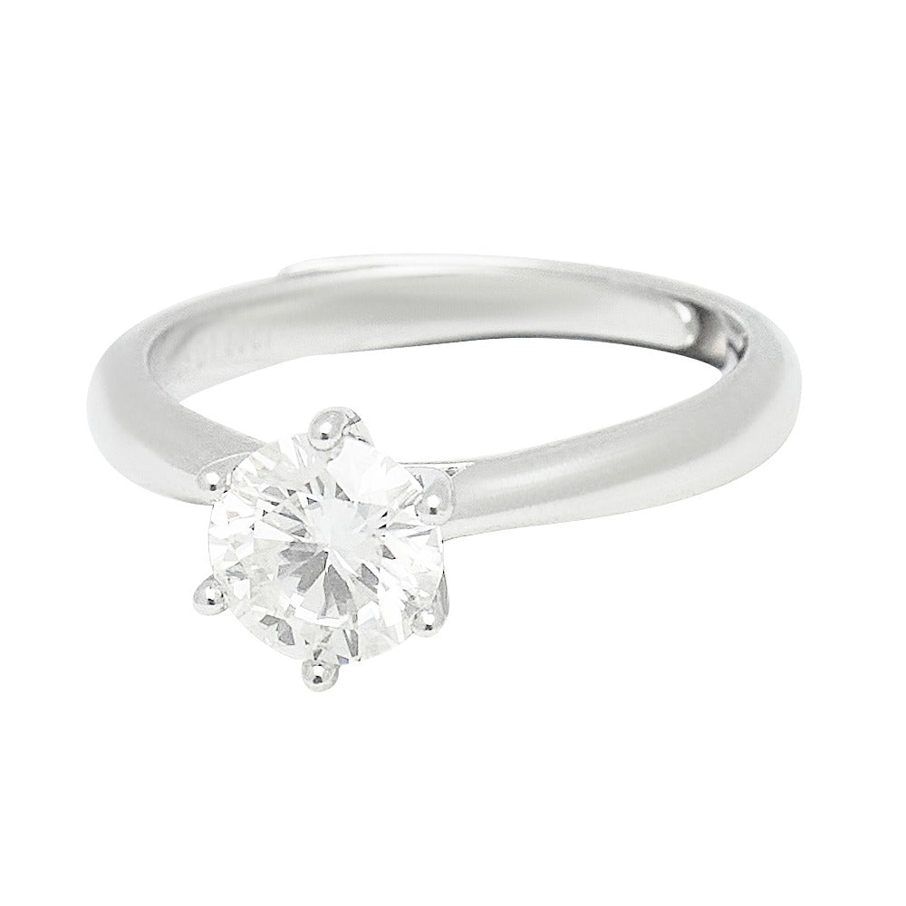 Silver Solitaire Elegant Ring