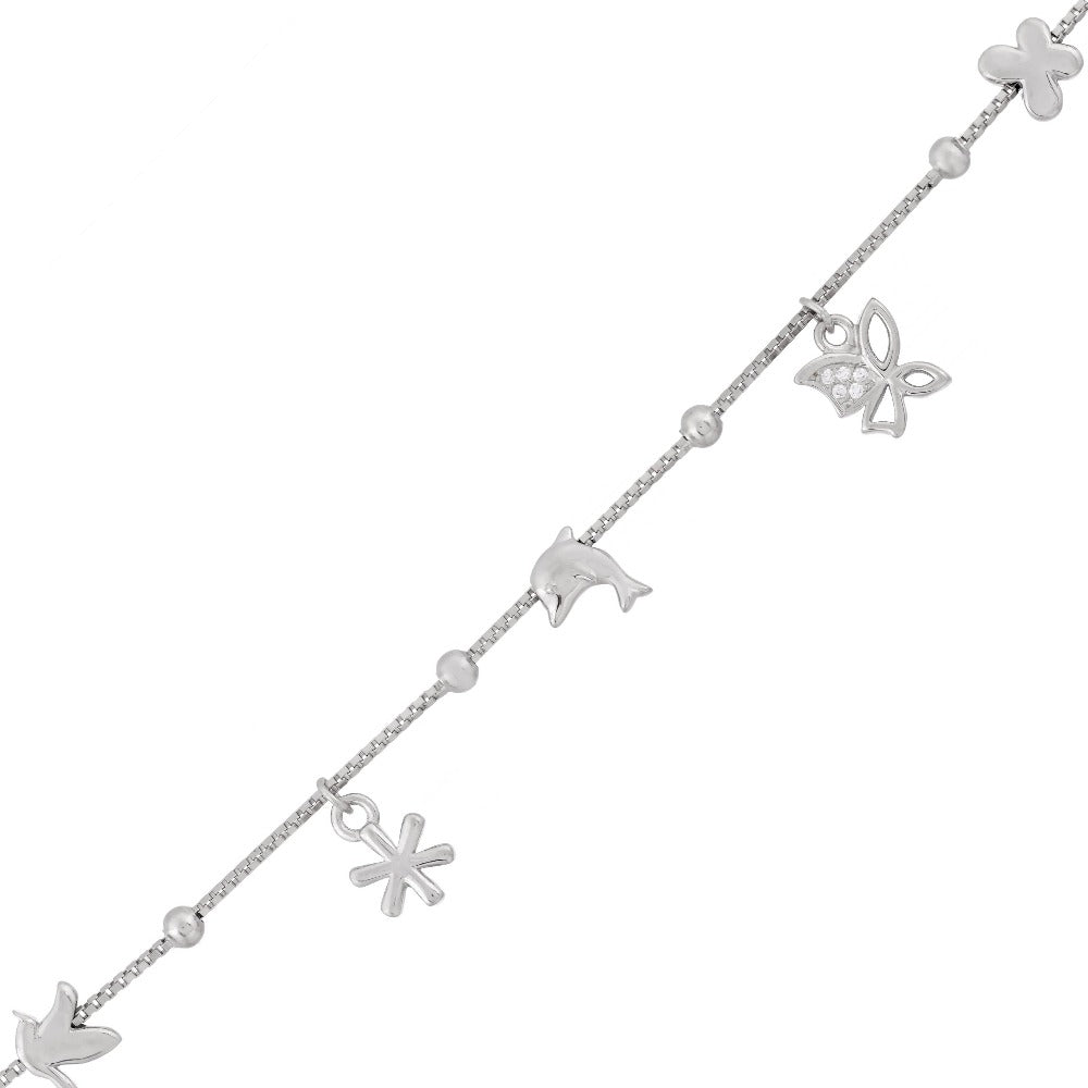 Silver Star Charms Anklet