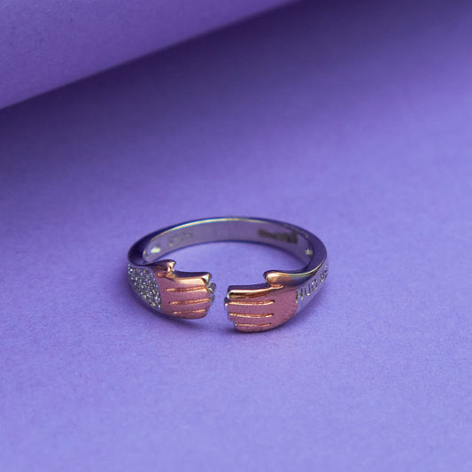 Silver and Rose Gold Hug Ring
