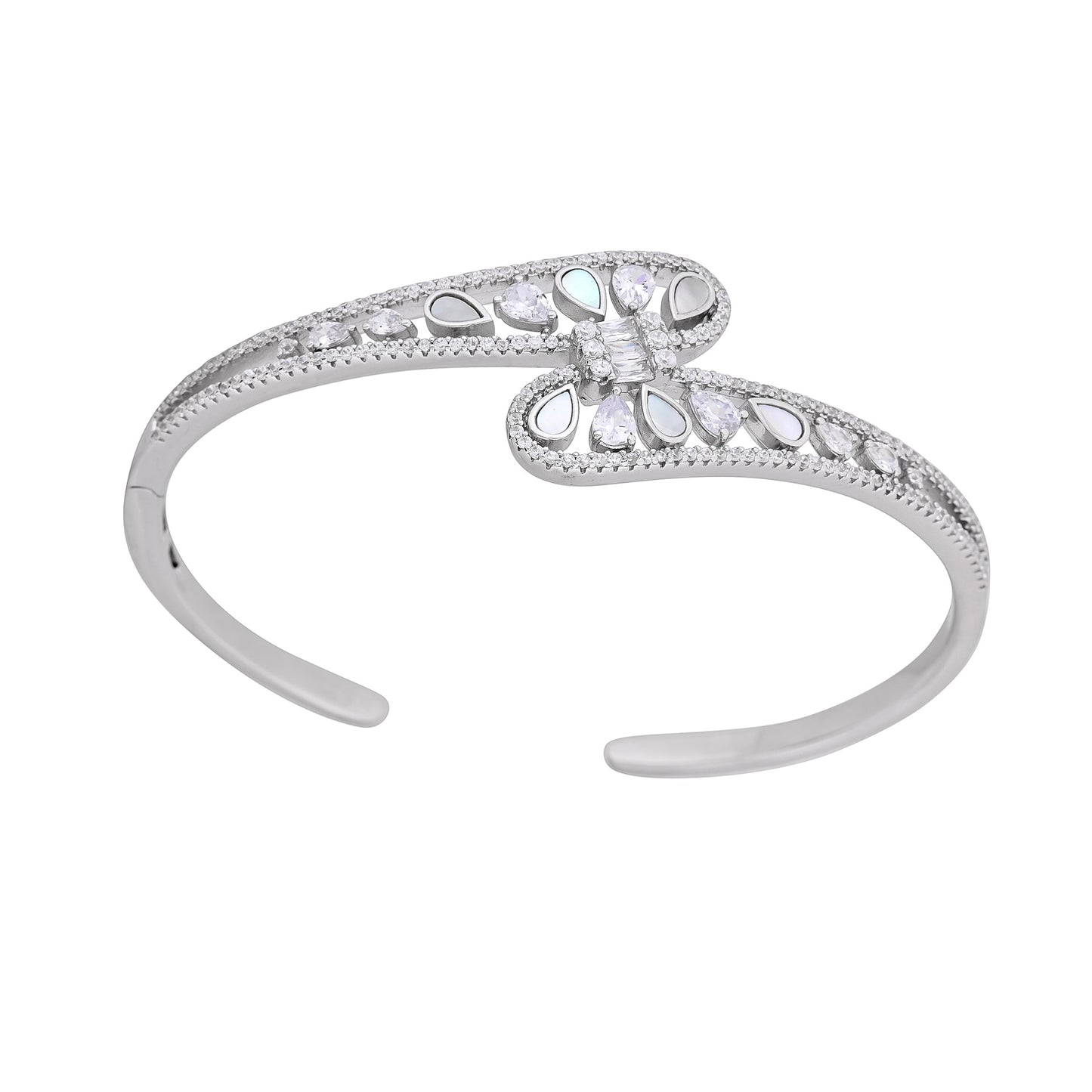Silver Charming Adjustable Kada with Ring