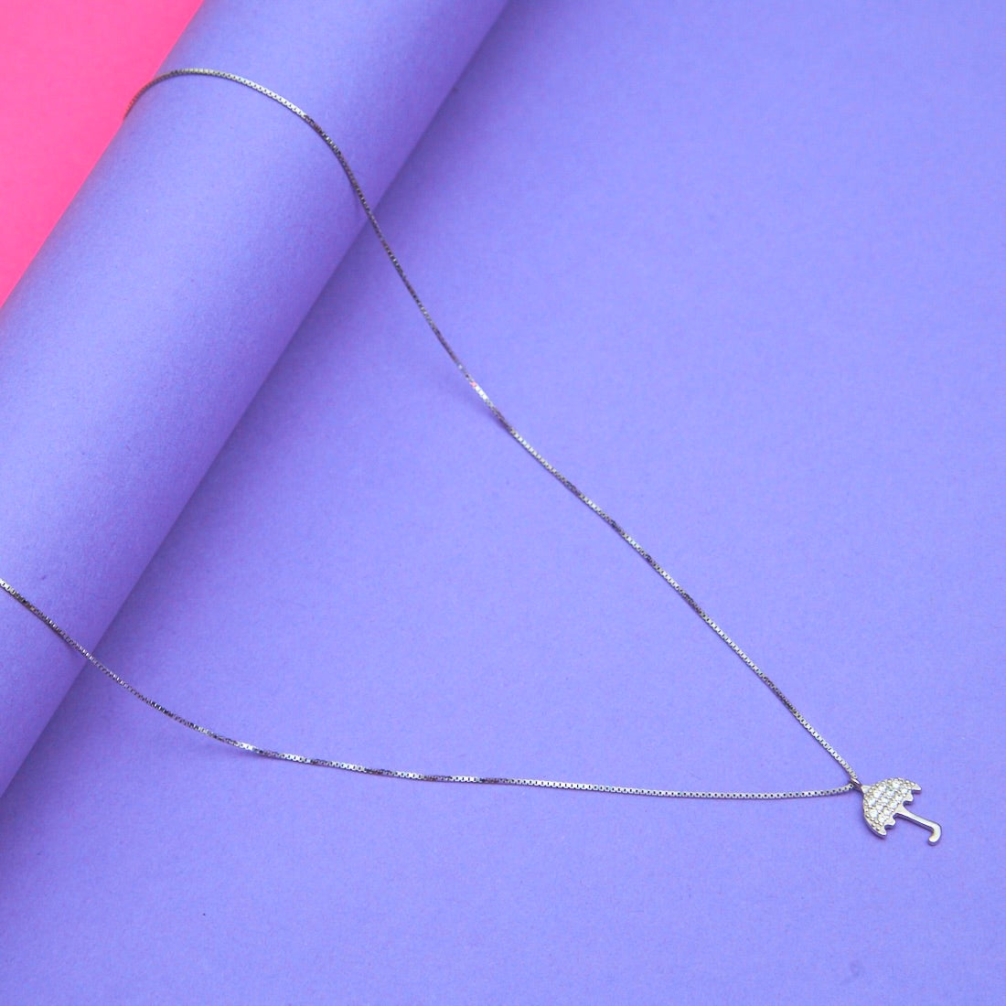 Silver Umbrella Pendant Necklace