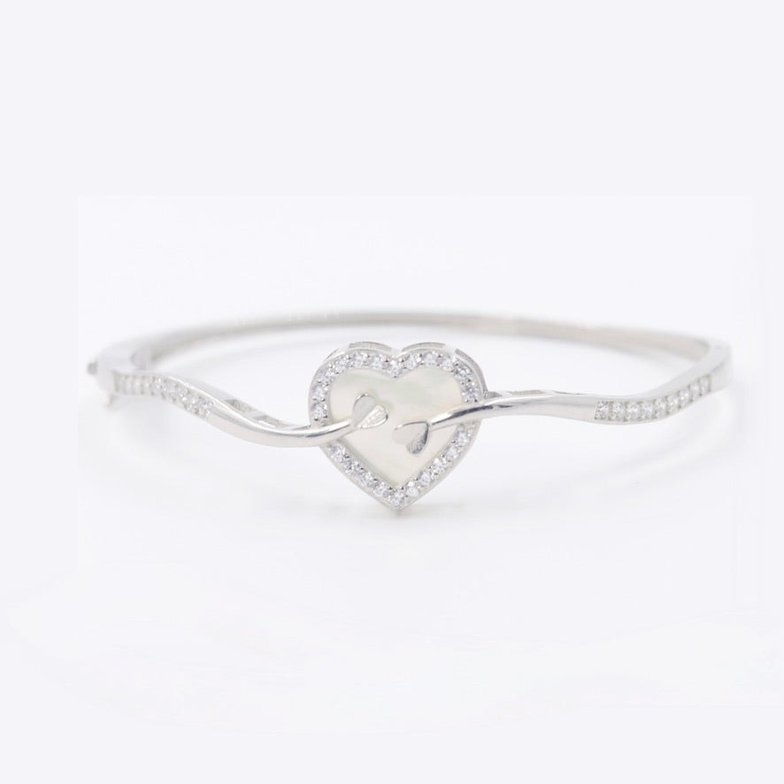 Silver Love Heart Zircon Bracelet