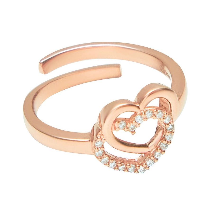 Rose Gold CZ Twin Heart Ring