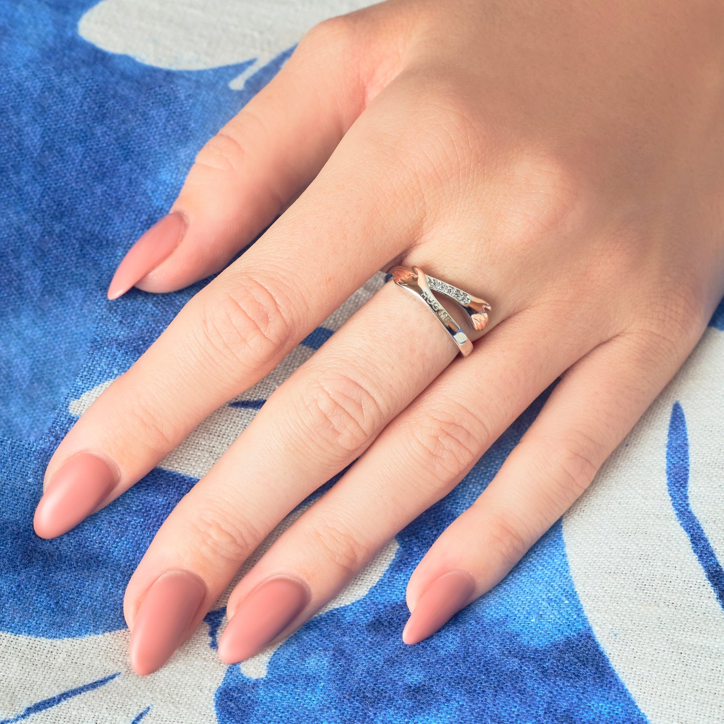 Silver and Rose Gold Closed Hug me Ring