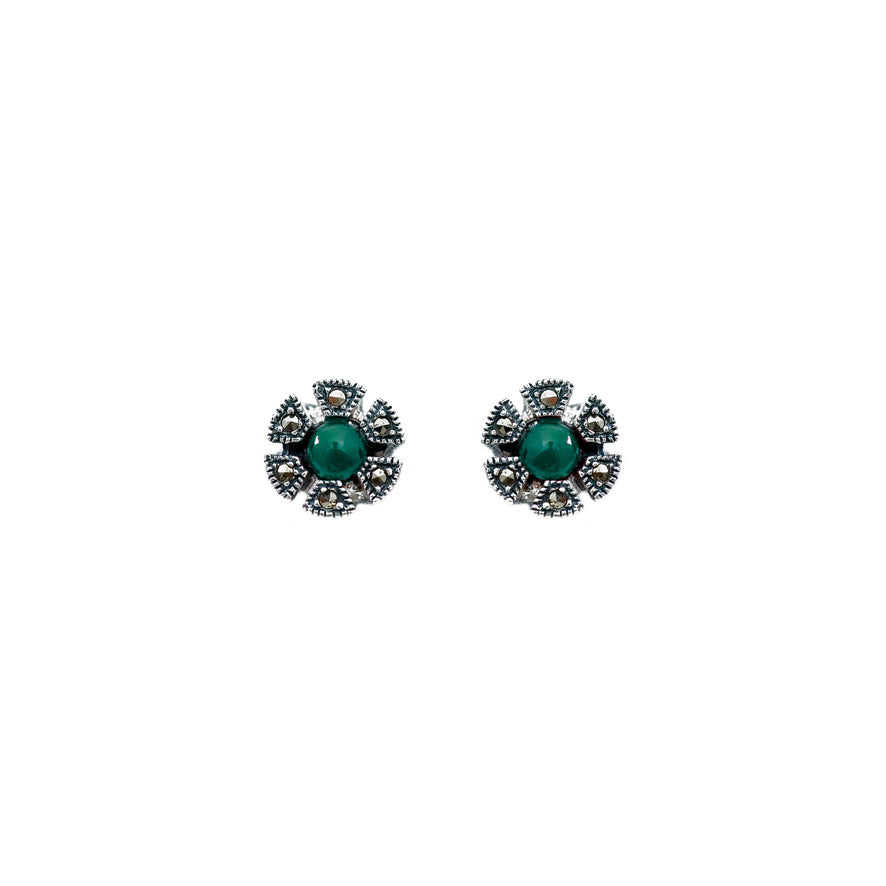 Silver Coloured Stone Marcasite Cluster Studs