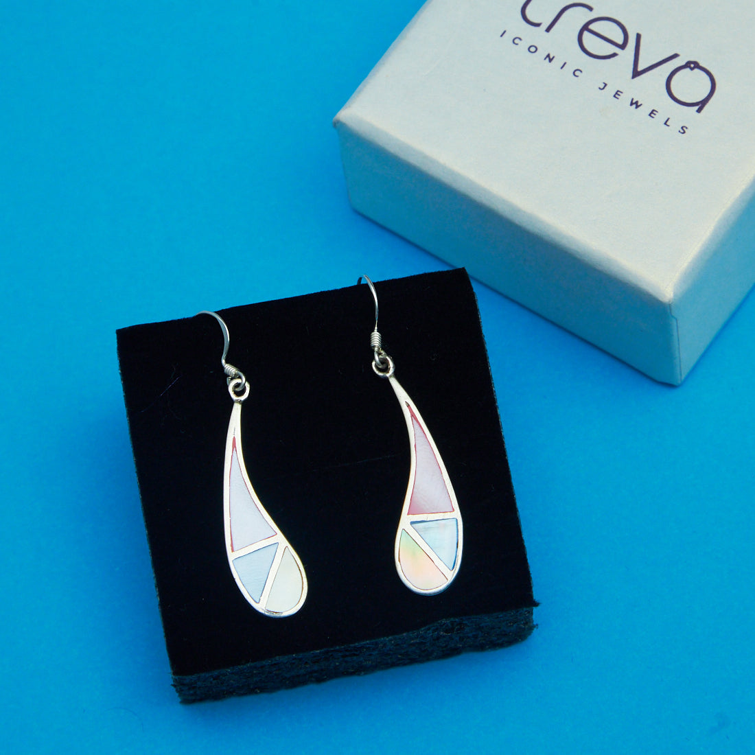 Silver MOP Rainbow Drop Earrings