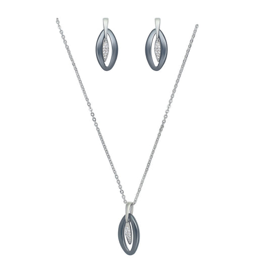 Silver Ceramic Shell-shaped Necklace and Earrings