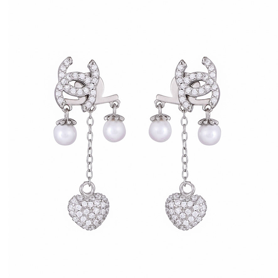 Silver Pearls And Studs 2-in-1 Earrings
