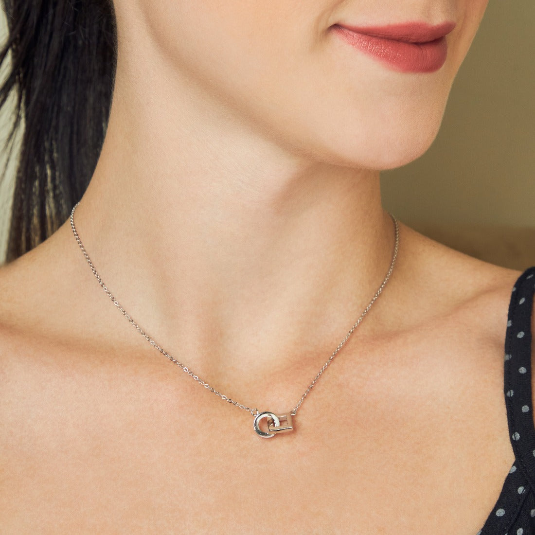 Silver Round Square Necklace
