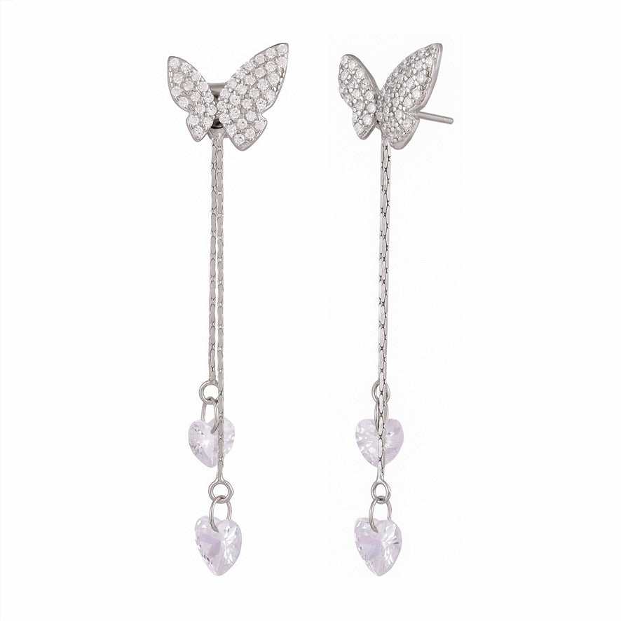 Silver Butterfly Detachable Earrings