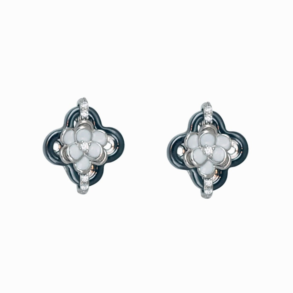 Silver Four-Leaf Clover Earrings