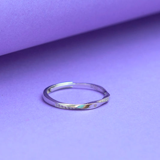 Silver Zircon Adorned Adjustable Ring