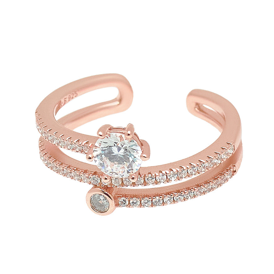 Rose Gold Serene Streak Solitare Ring