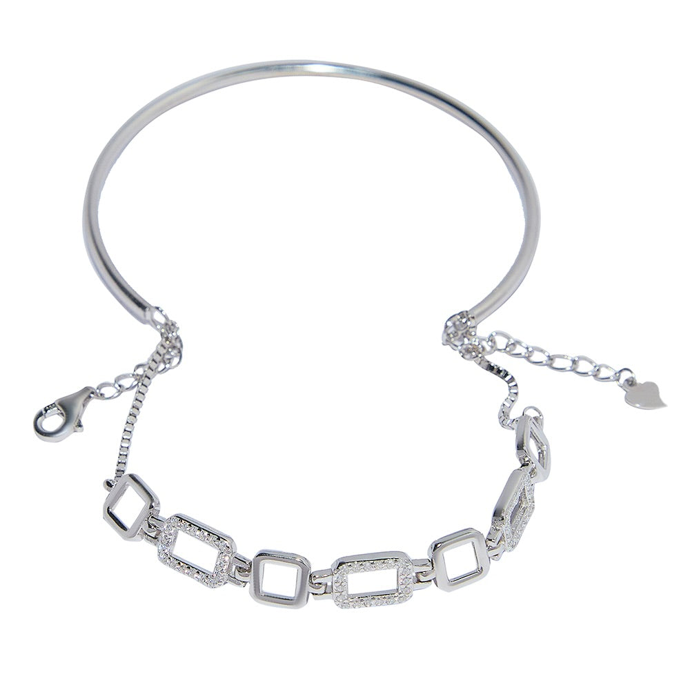 Silver Link Elongated Bracelet