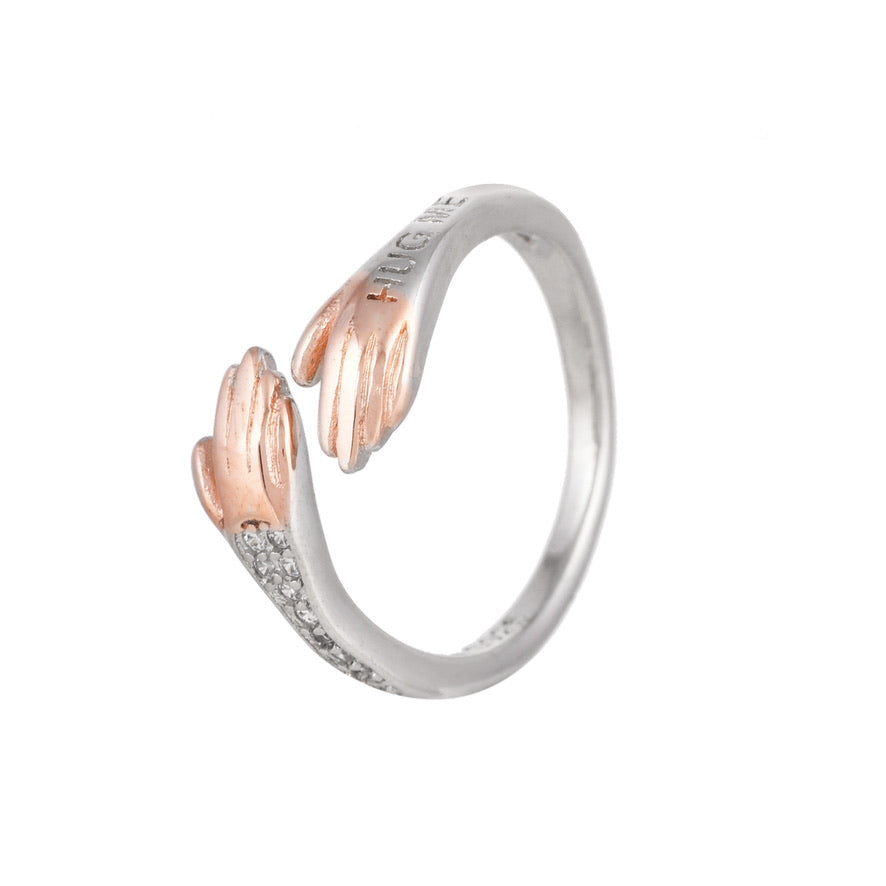 Silver and Rose Gold Hug me Ring