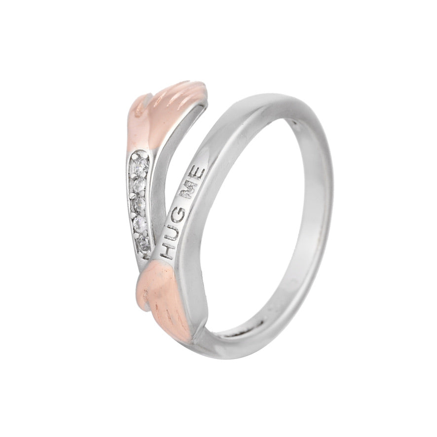 Silver and Rose Gold Closed Hug me Ring