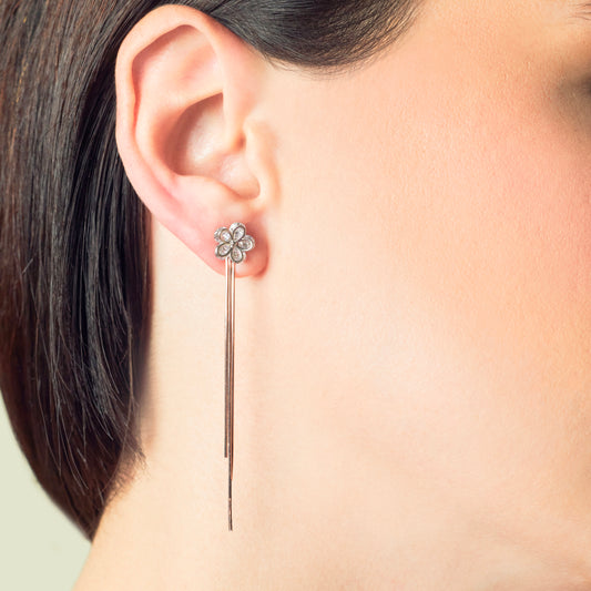 Silver Floral Earrings