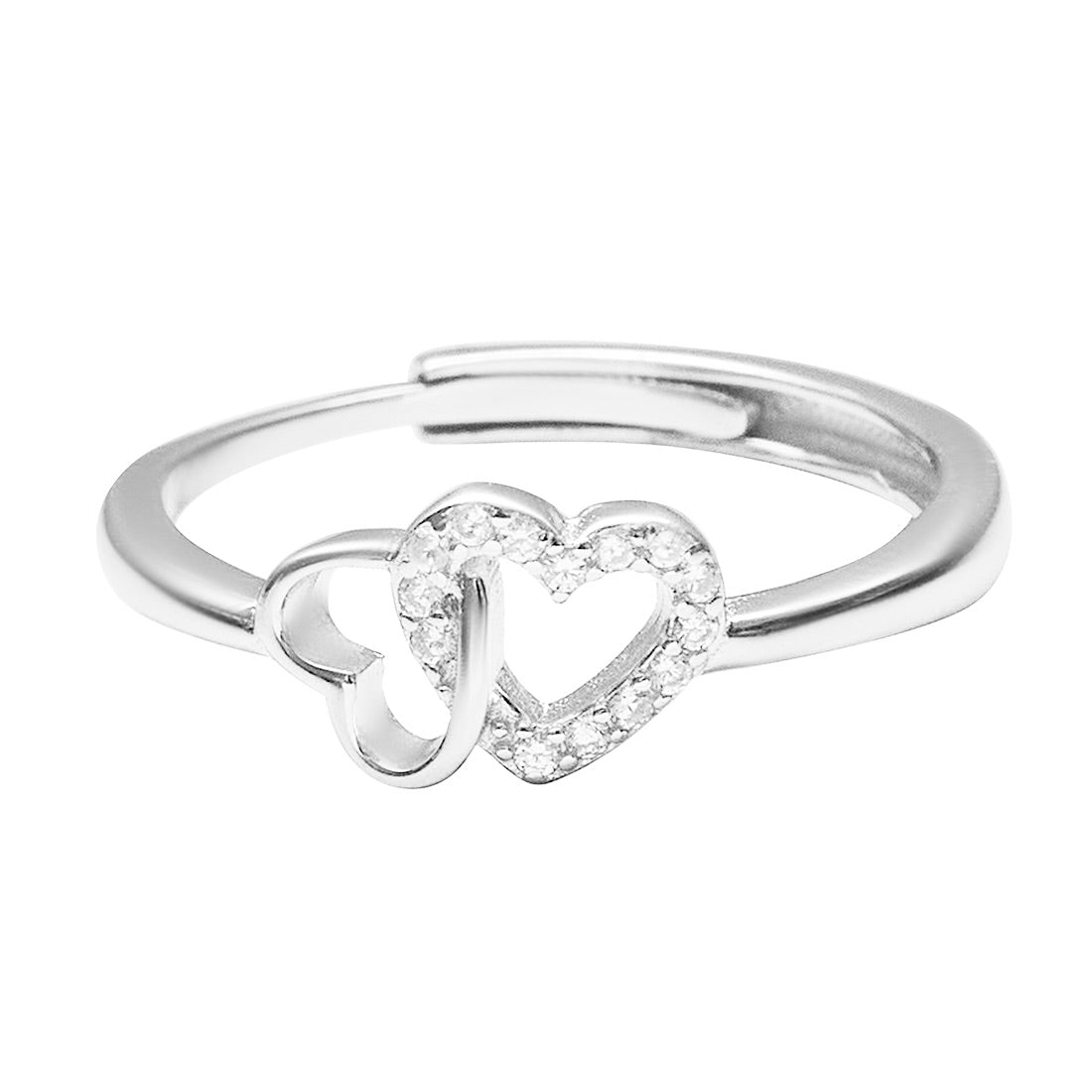 Silver CZ Twin Heart Ring