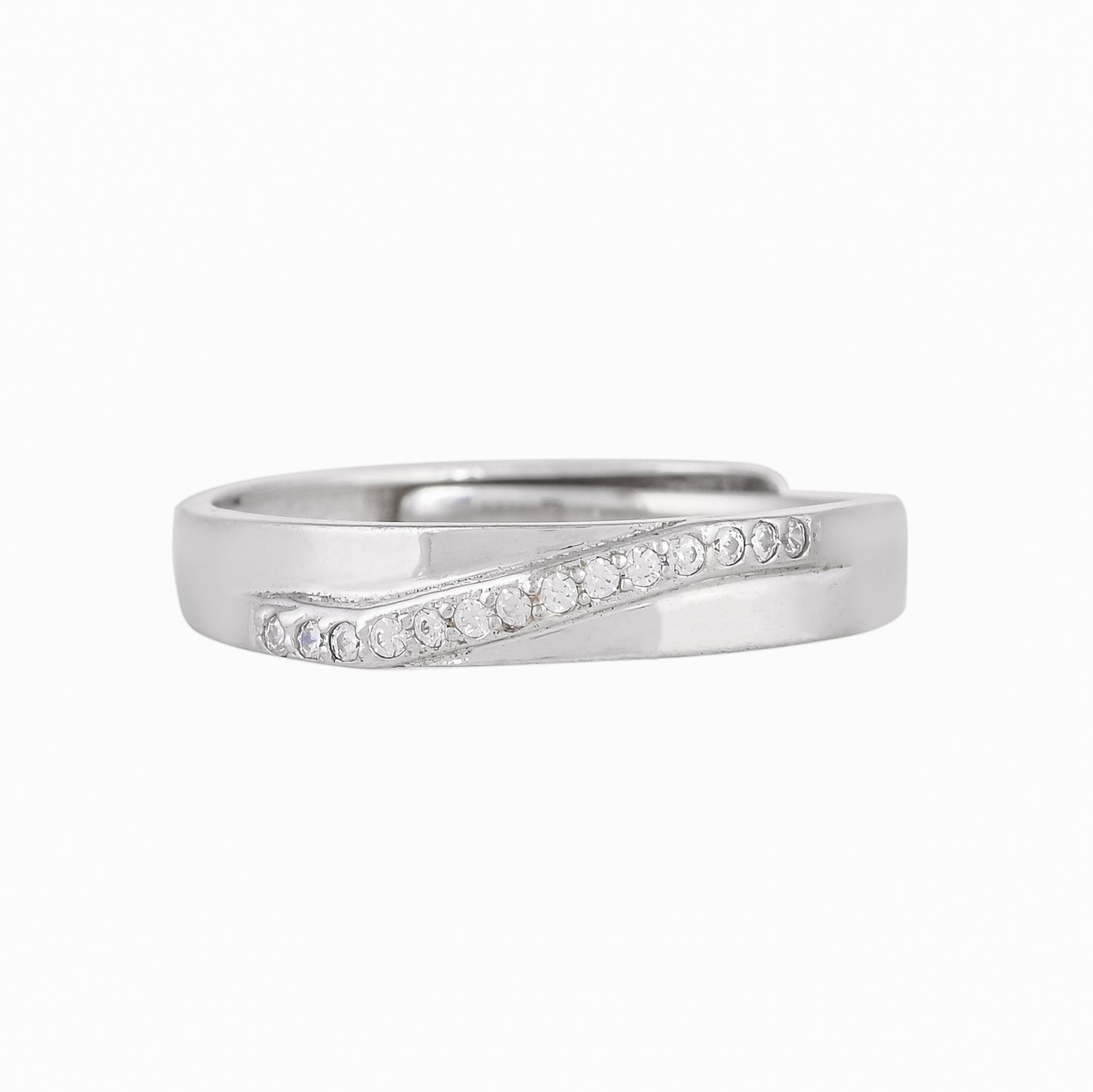 Silver Dazzling Zircon Adjustable Ring