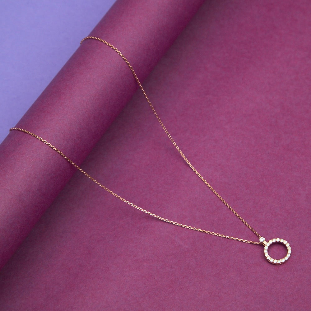 Rose Gold Zircon Circle Chain Pendant