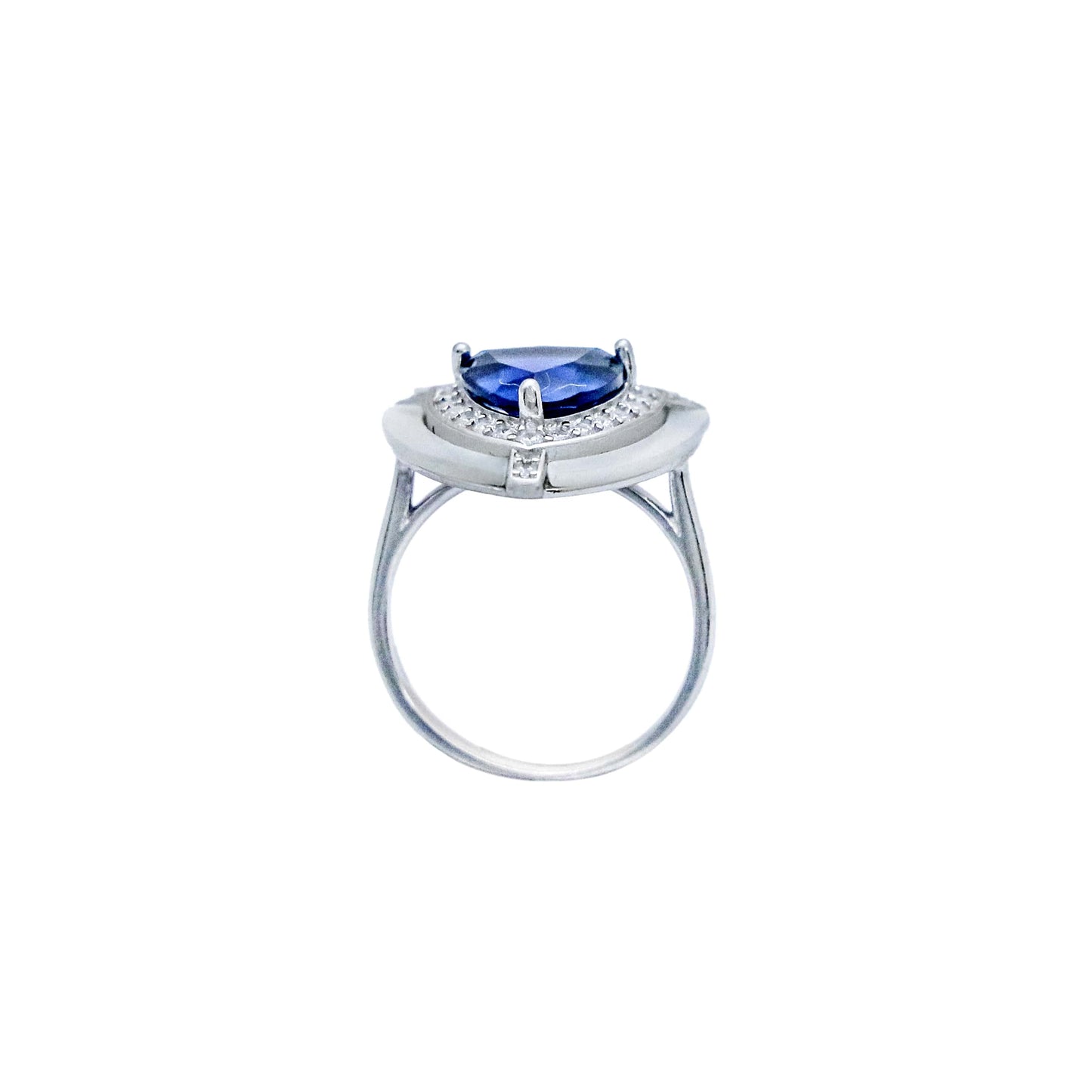 Silver Statement Blue and White Ring