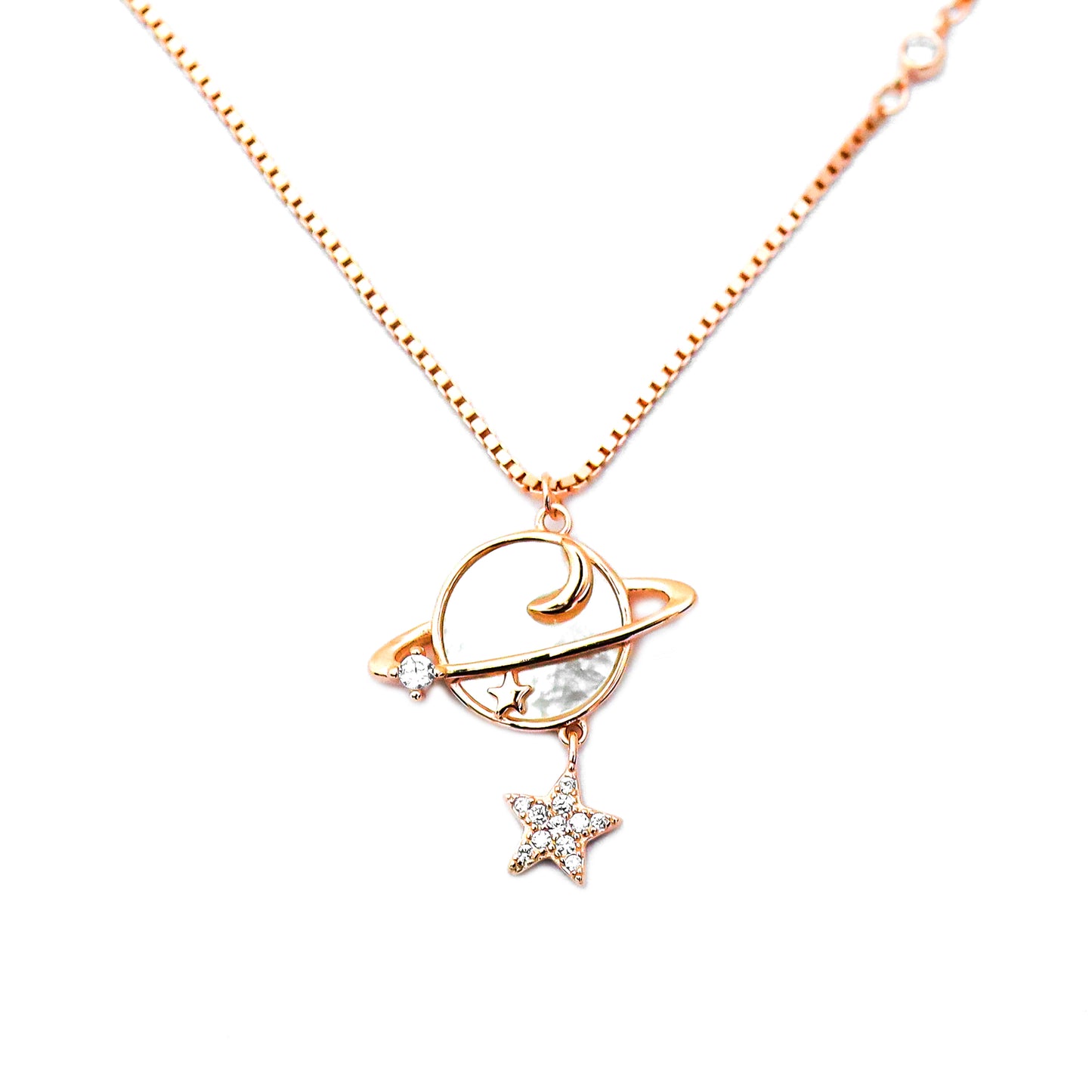 Rose Gold Earth and Star Necklace