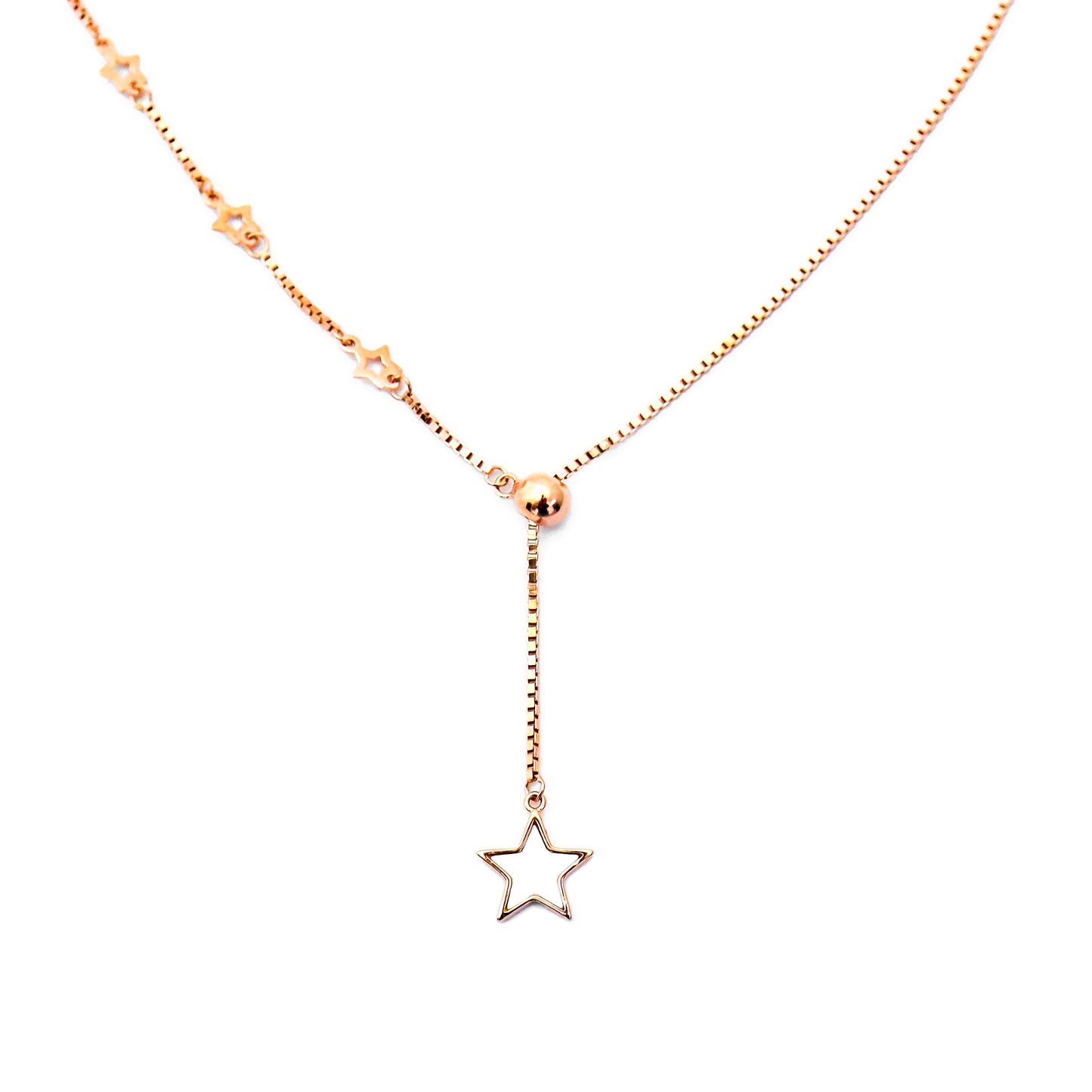 Rose Gold Y-Design Triple Starburst Necklace