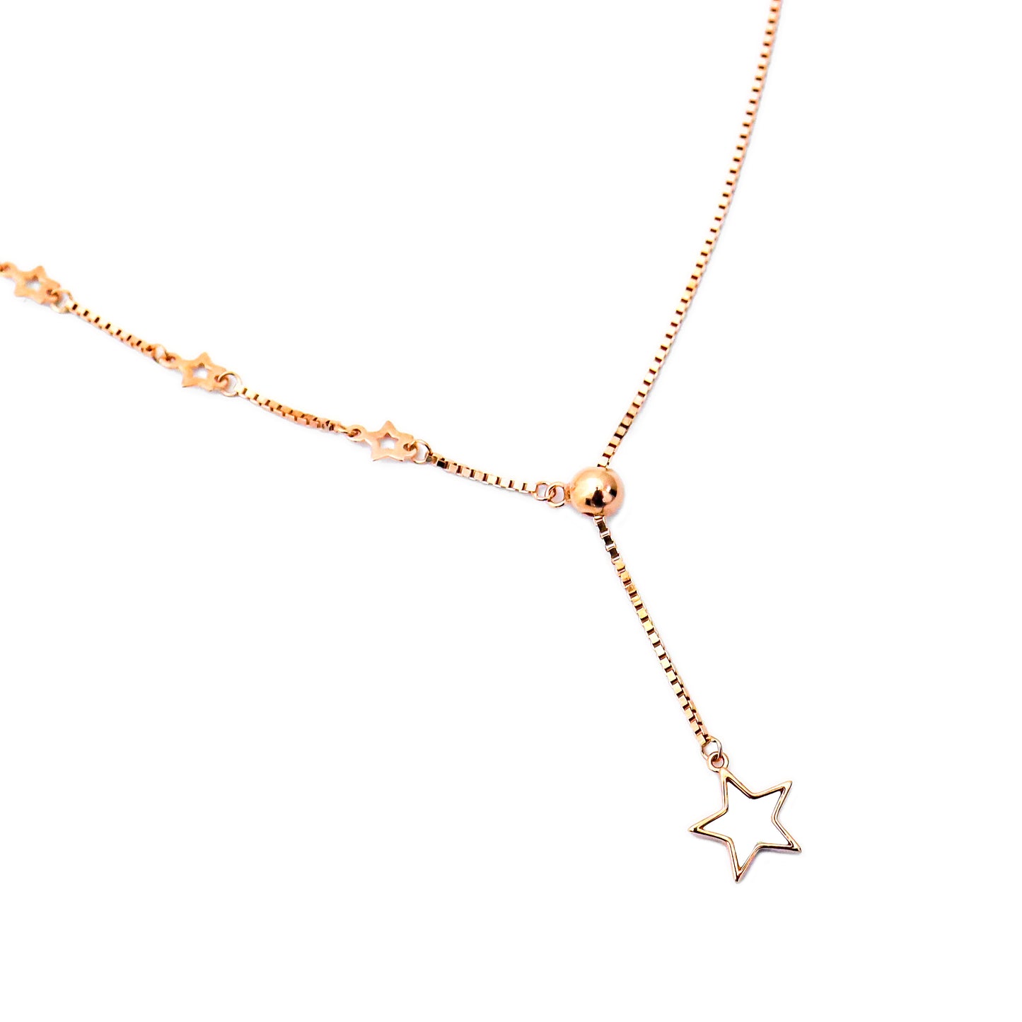 Rose Gold Y-Design Triple Starburst Necklace