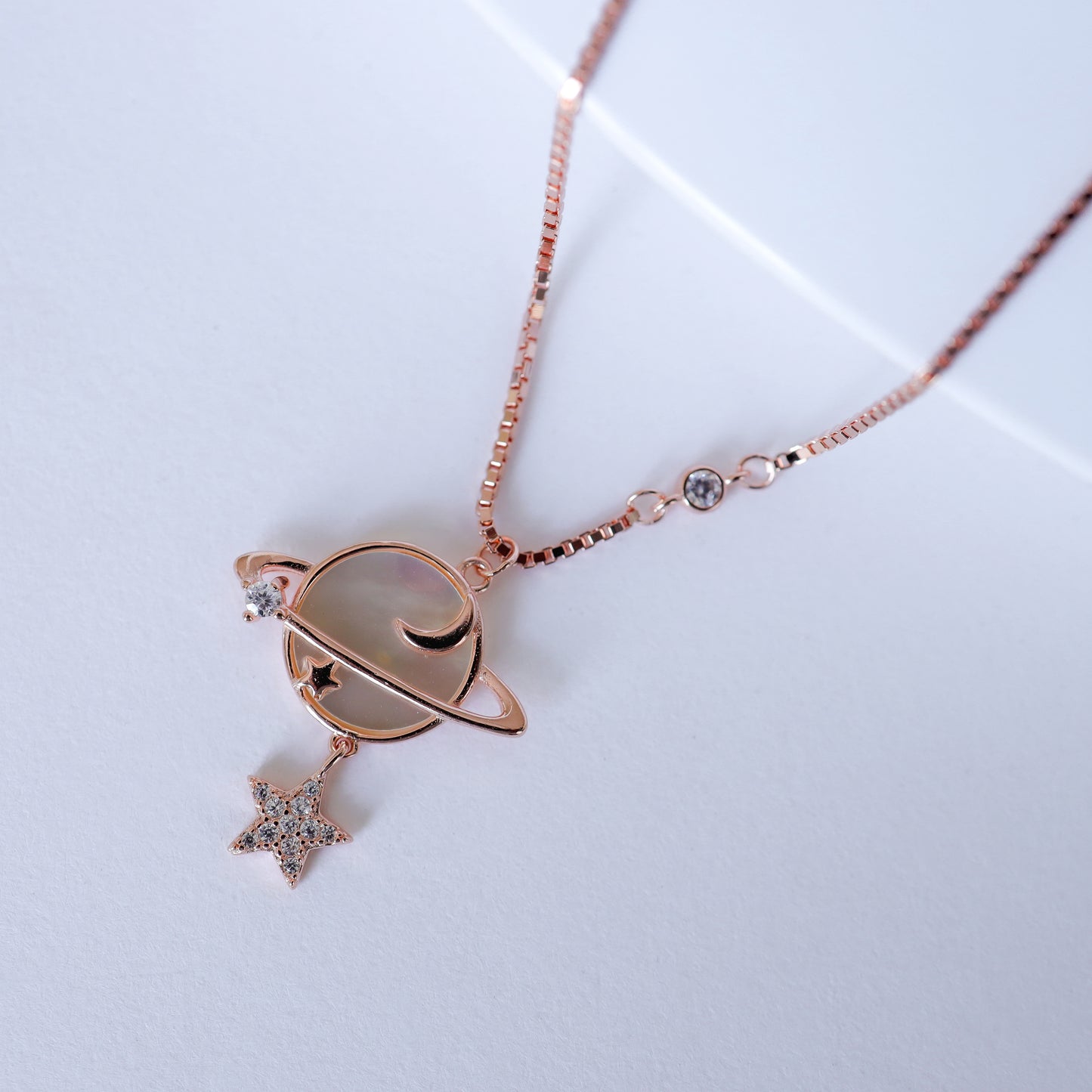 Rose Gold Earth and Star Necklace