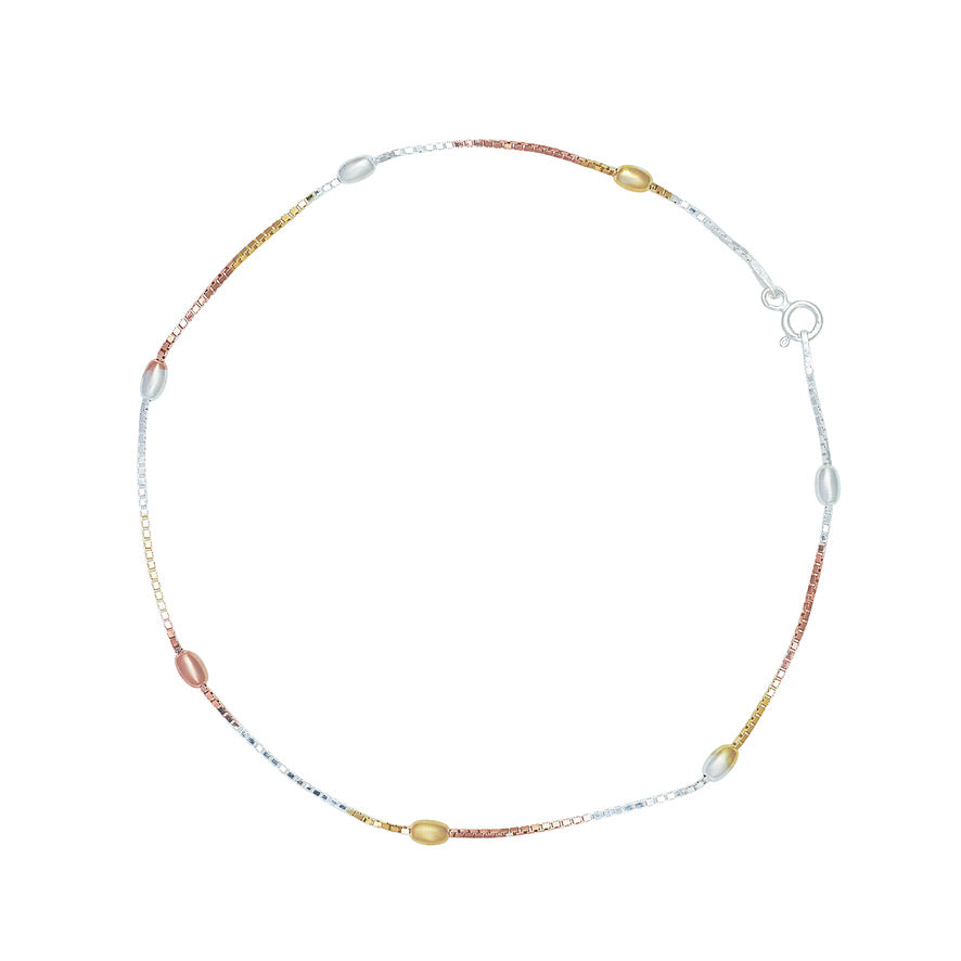 Triple Tone Beads Anklet